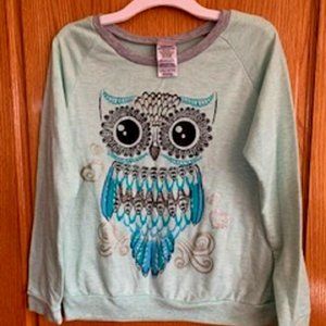 Girls Steve Long Sleeve T-Shirt for Teen Kids Pullover Light Green L 14/16 Owl